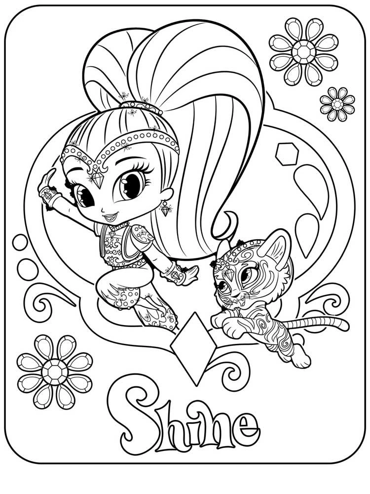 Işıltı ve Parıltı (Shimmer Ve Shine) boyama sayfası – keyifli zaman, renkli çizimler
