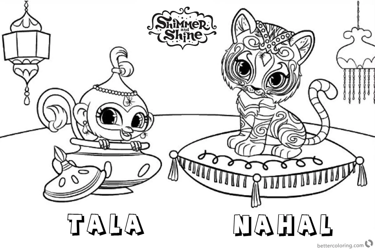 Işıltı ve Parıltı (Shimmer Ve Shine) boyama sayfası – evde etkinlik, ücretsiz yazdır