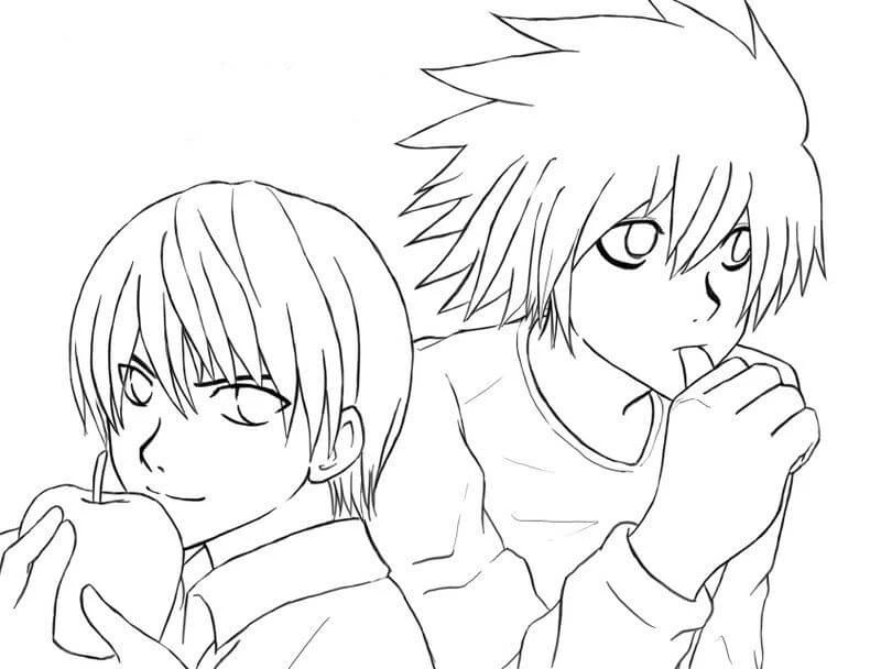 Death Note boyama sayfası – boyama çalışması, yaratıcılığı geliştirir