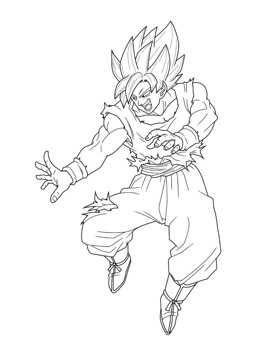 Dragon Ball Z boyama sayfası – basit çizim, kolay boyama