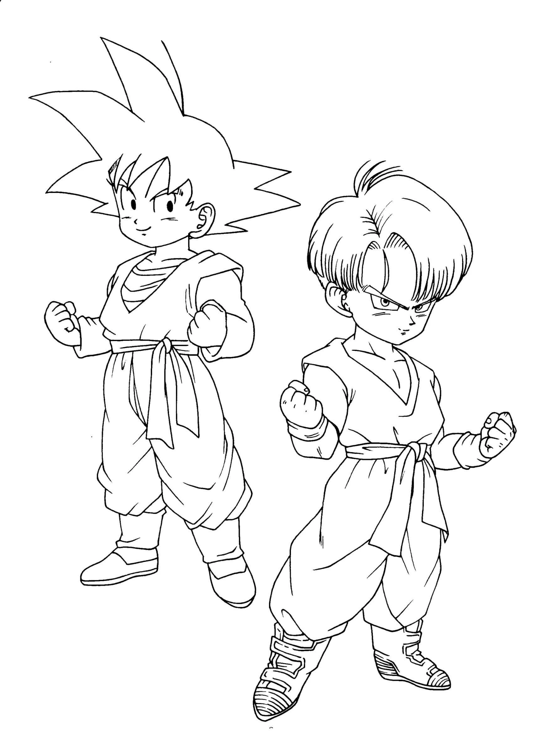 Dragon Ball Z boyama sayfası – renkli çizimler, okul öncesi
