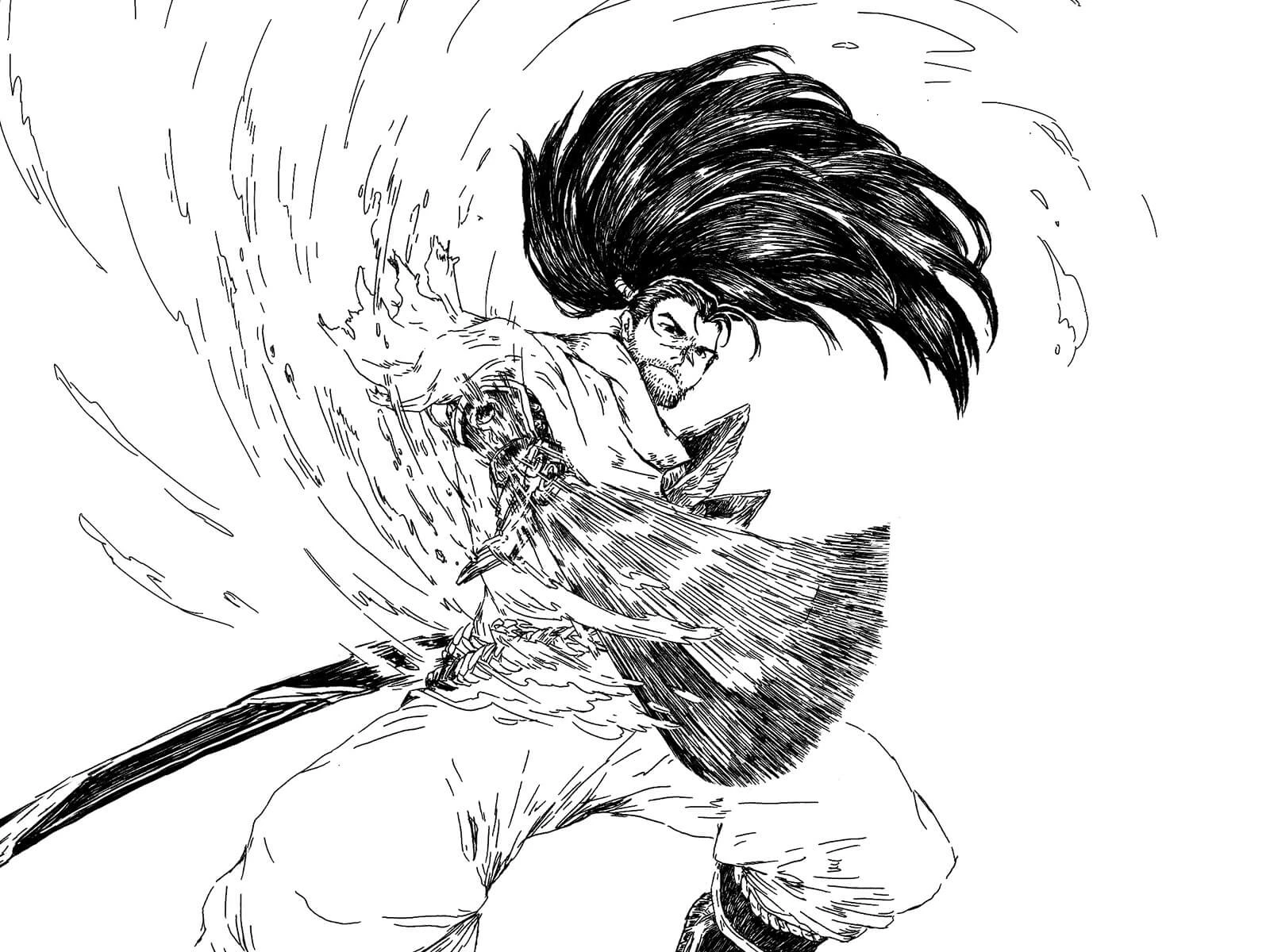 Yasuo boyama sayfası – boyama çalışması, yaratıcılığı geliştirir
