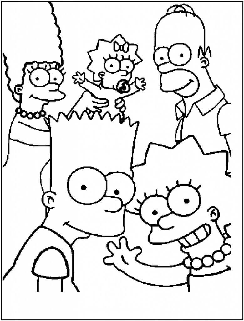 Simpsonlar boyama sayfası – çizgi film temalı, basit çizim