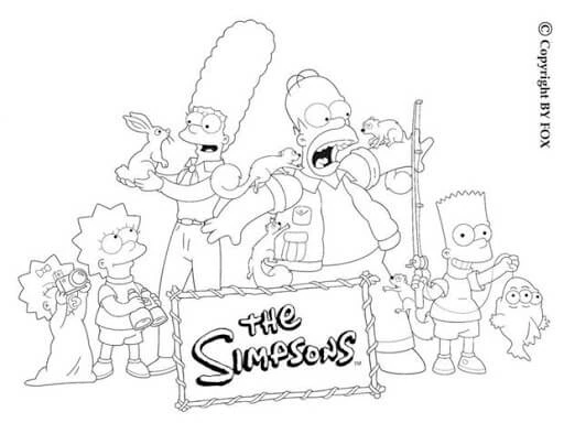 Simpsonlar boyama sayfası – sanatsal çalışma, çocuklar için