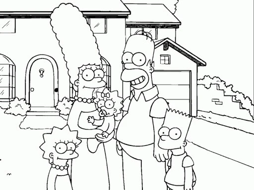 Simpsonlar boyama sayfası – basit çizim, kolay boyama