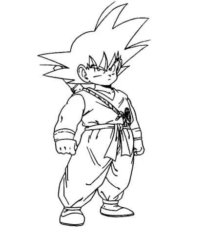 Son Goku boyama sayfası – çizgi film temalı, basit çizim