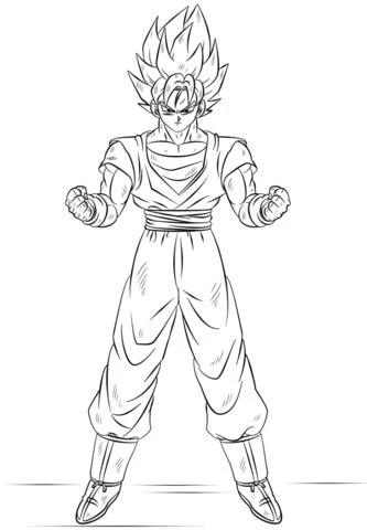 Son Goku boyama sayfası – evde etkinlik, ücretsiz yazdır