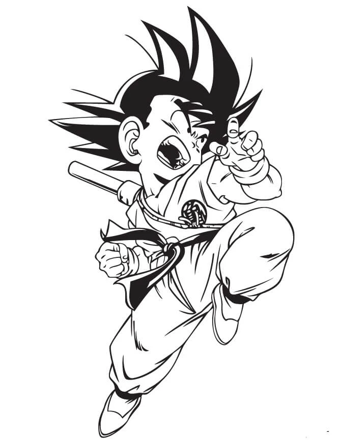 Son Goku boyama sayfası – basit çizim, kolay boyama