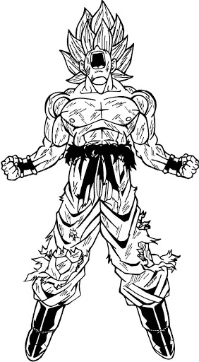 Son Goku boyama sayfası – çocuklar için, çizgi film temalı