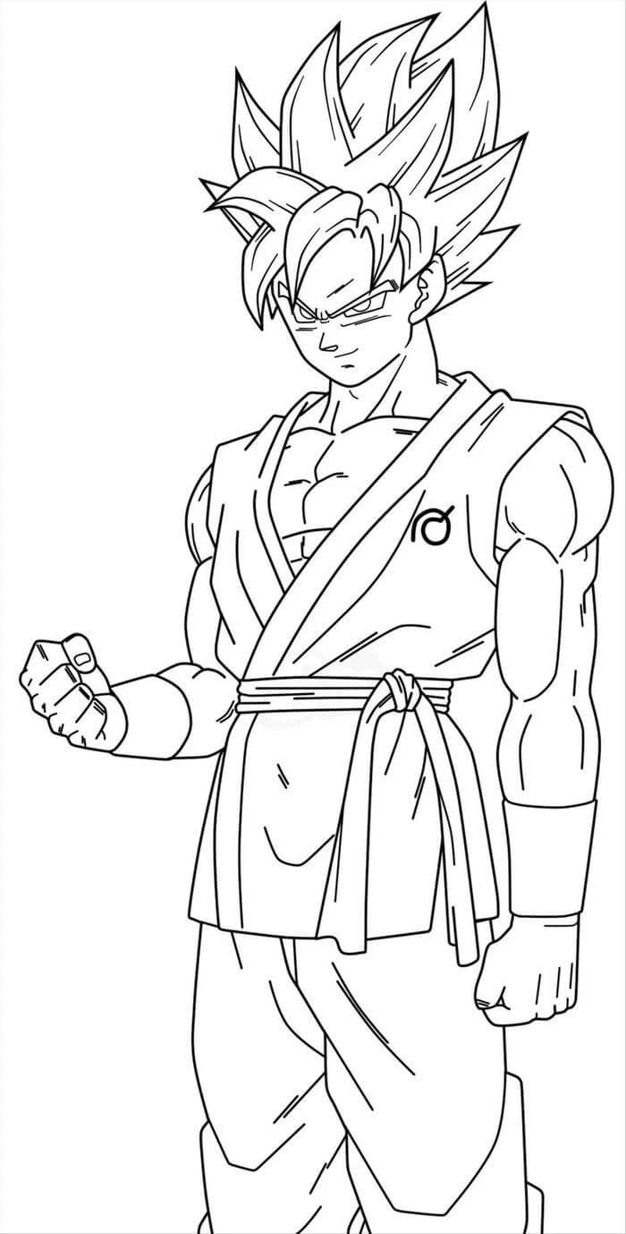 Son Goku boyama sayfası – kolay boyama, eğitici aktivite