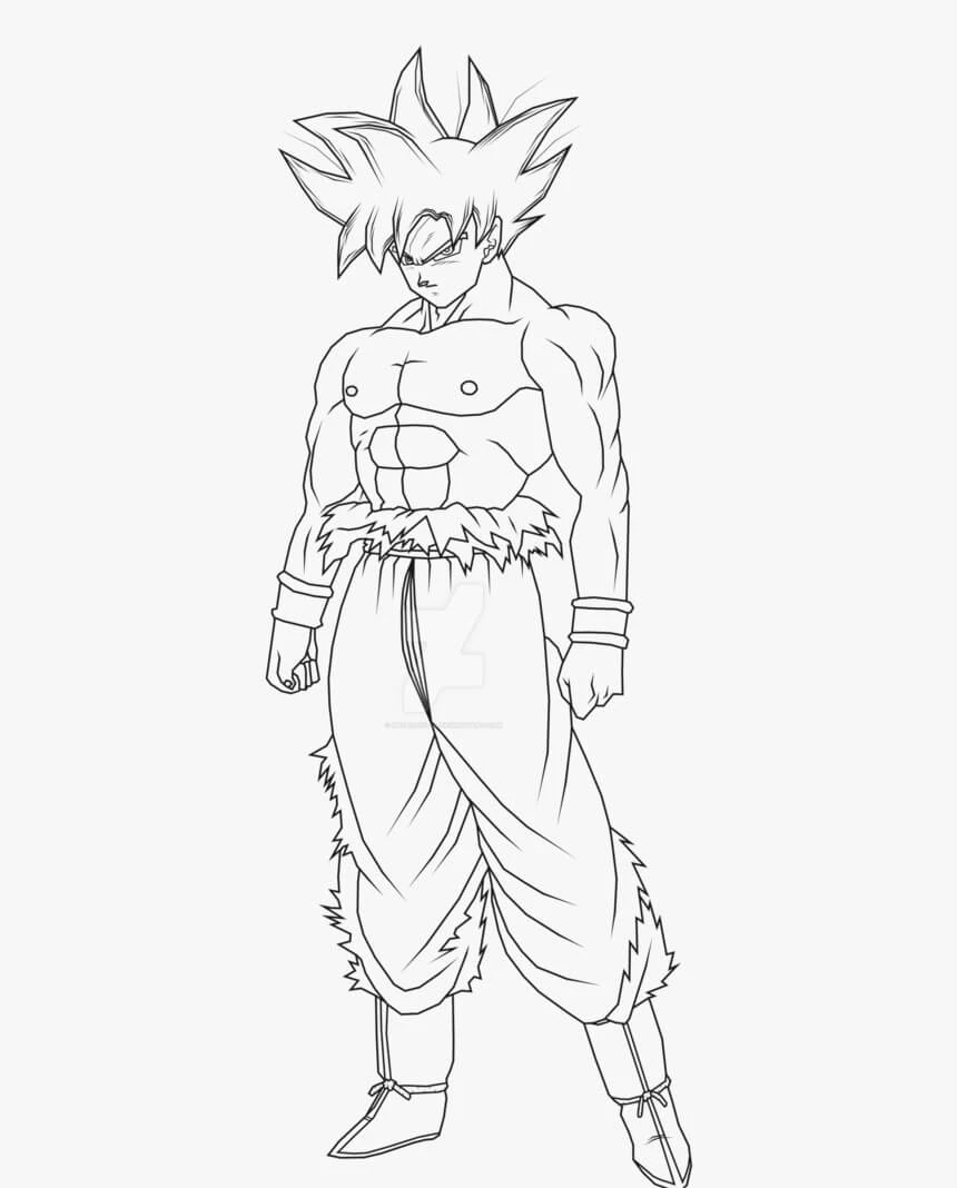 Son Goku boyama sayfası – eğlenceli etkinlik, el becerilerini geliştirir