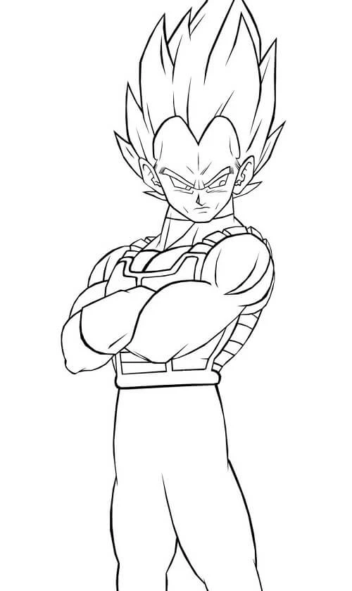 Vegeta boyama sayfası – sevimli karakter, sanatsal çalışma