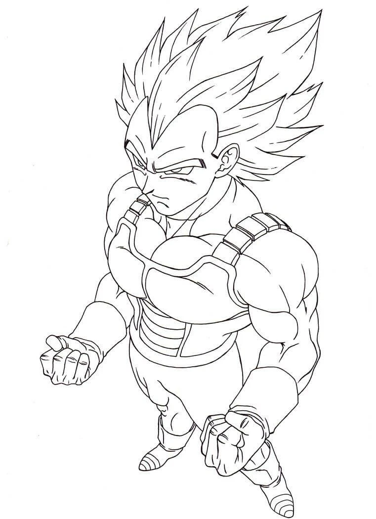 Vegeta boyama sayfası – çizgi film temalı, basit çizim