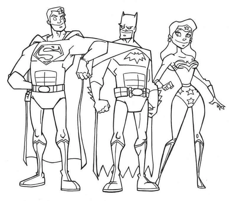 Adalet Birliği (Justice League) boyama sayfası – yaratıcılığı geliştirir, keyifli zaman