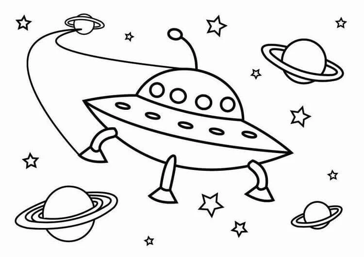 UFO boyama sayfası – boyama çalışması, yaratıcılığı geliştirir