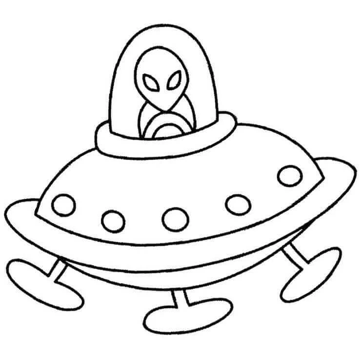 UFO boyama sayfası – PDF indir, sevimli karakter