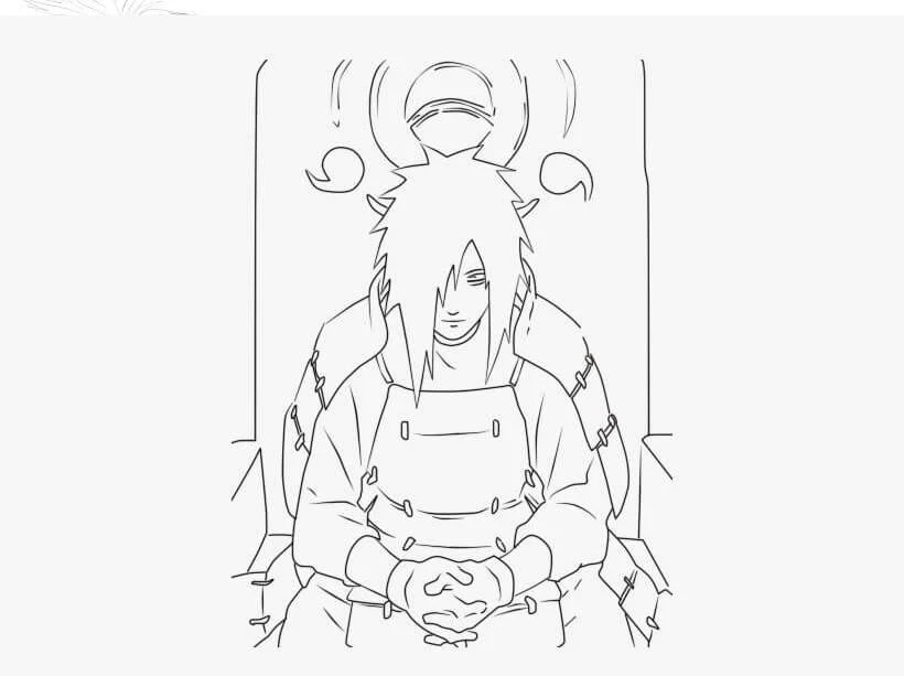 Madara Uchiha boyama sayfası – kolay boyama, eğitici aktivite