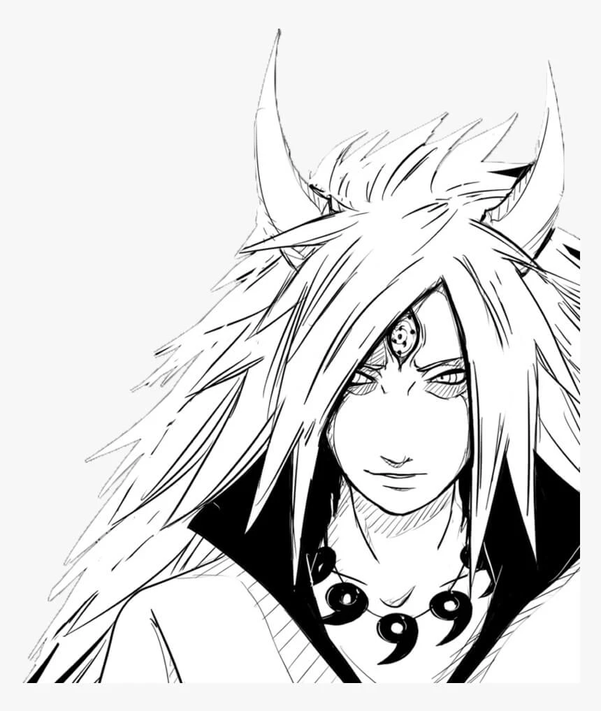 Madara Uchiha boyama sayfası – eğlenceli etkinlik, el becerilerini geliştirir