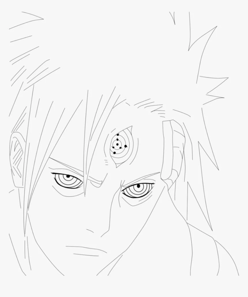 Madara Uchiha boyama sayfası – çizgi film temalı, basit çizim