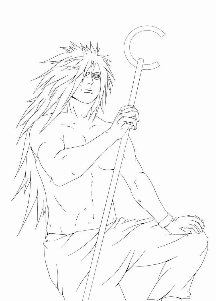 Madara Uchiha boyama sayfası – el becerilerini geliştirir, boyama çalışması