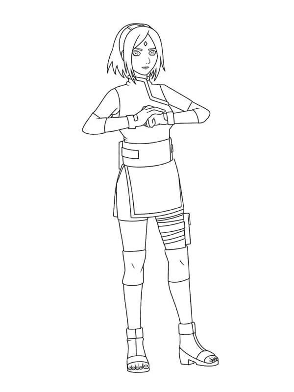 Sakura Haruno boyama sayfası – basit çizim, kolay boyama