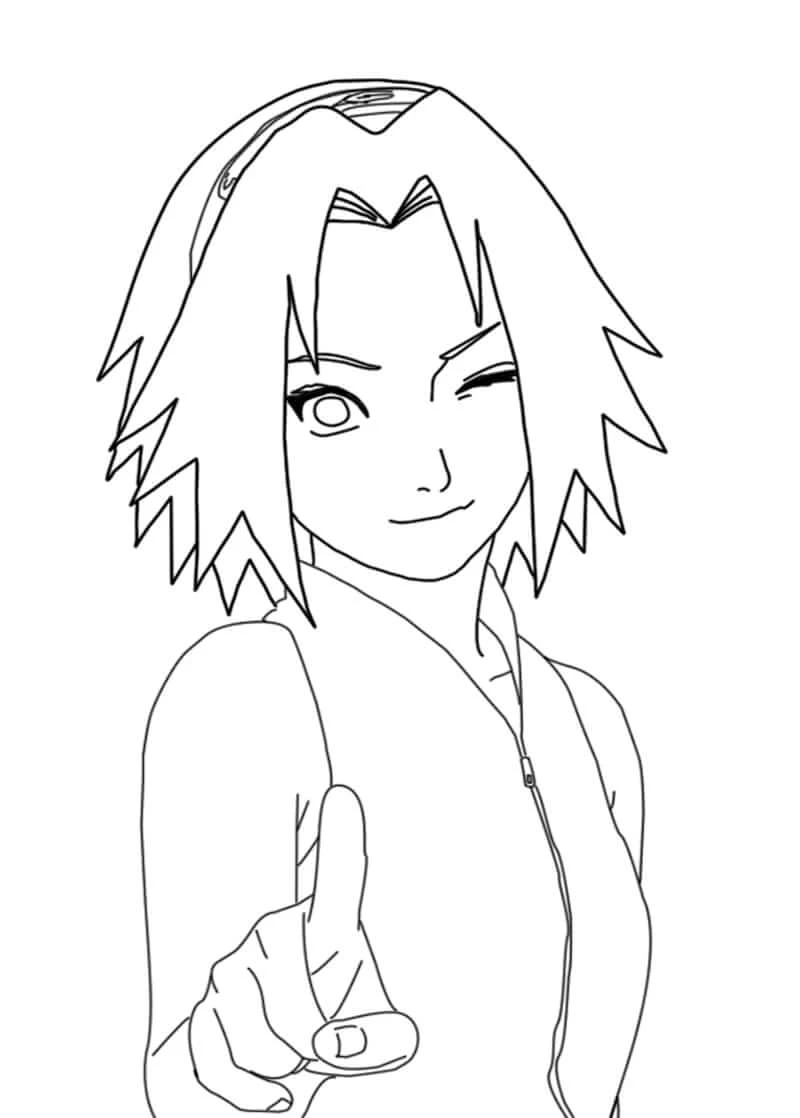 Sakura Haruno boyama sayfası – renkli çizimler, okul öncesi