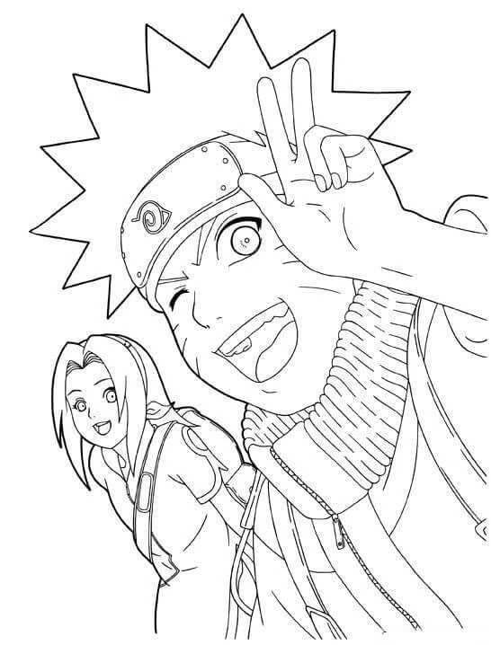 Sakura Haruno boyama sayfası – çocuklar için, çizgi film temalı