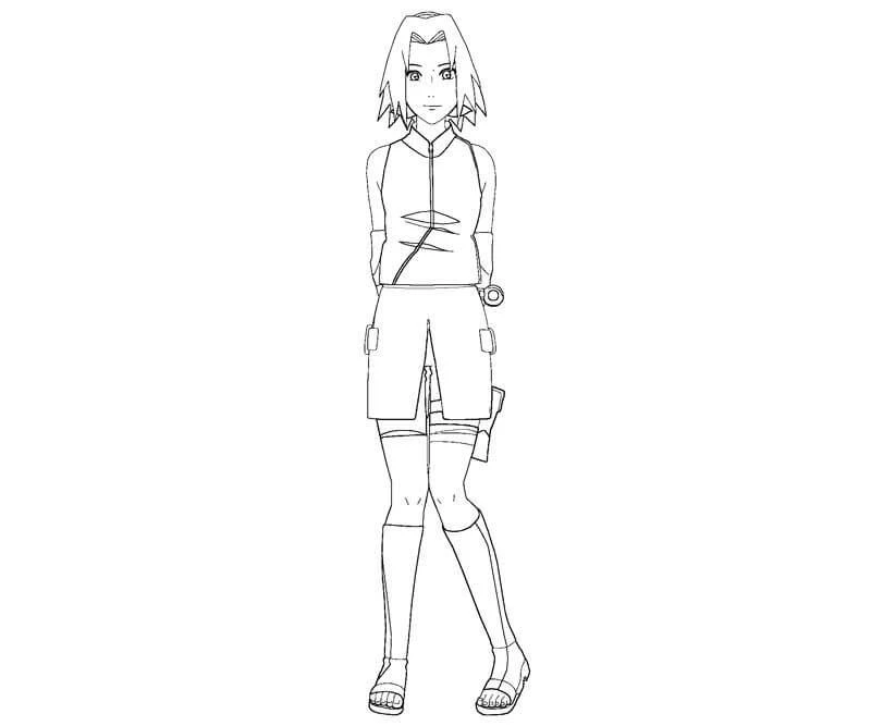 Sakura Haruno boyama sayfası – çizgi film temalı, basit çizim