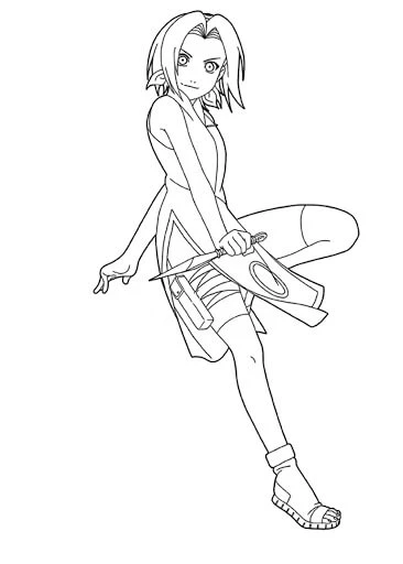 Sakura Haruno boyama sayfası – el becerilerini geliştirir, boyama çalışması