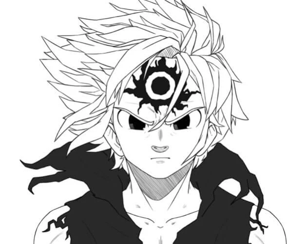 Meliodas boyama sayfası – yaratıcılık, eğlenceli etkinlik