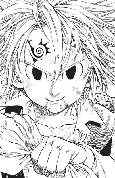 Meliodas boyama sayfası – çocuklar için, çizgi film temalı
