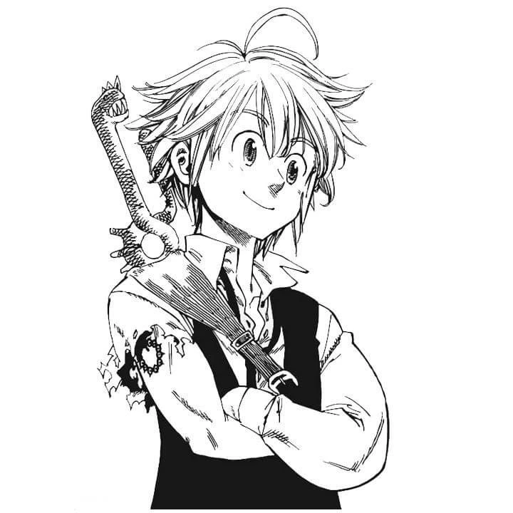 Meliodas boyama sayfası – okul öncesi, evde etkinlik