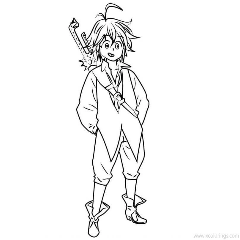Meliodas boyama sayfası – boyama etkinliği, çocuk aktivitesi