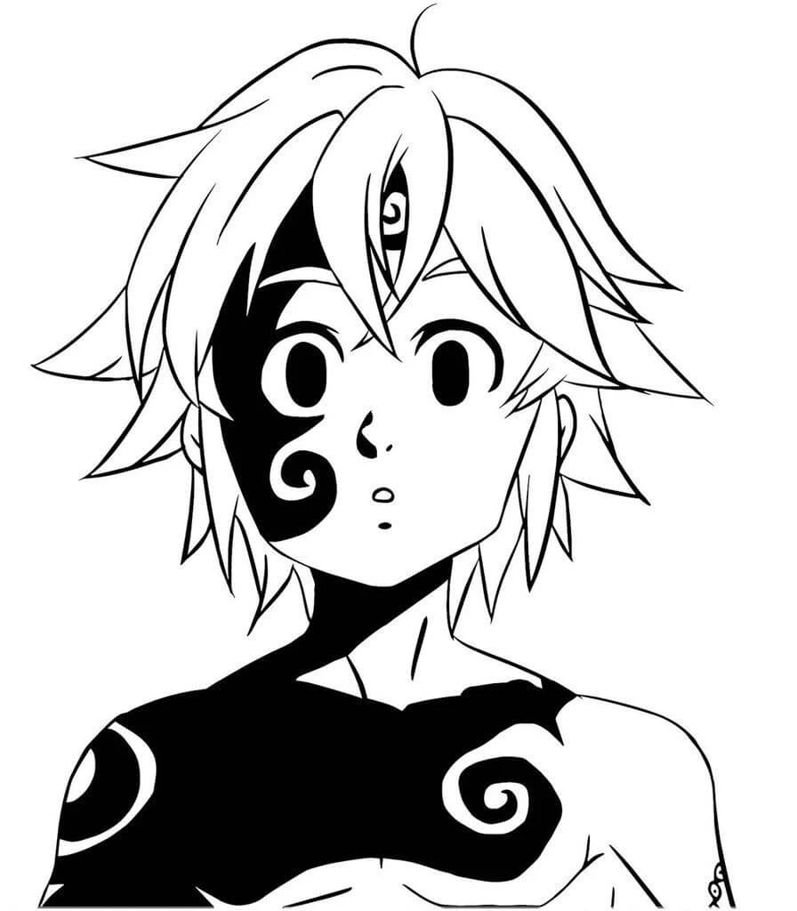 Meliodas boyama sayfası – el becerilerini geliştirir, boyama çalışması