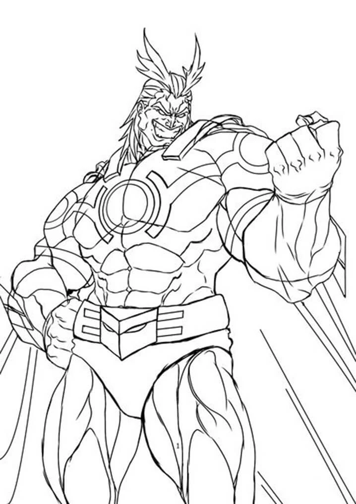 All Might boyama sayfası – yaratıcılığı geliştirir, keyifli zaman