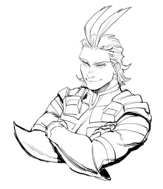 All Might boyama sayfası – sevimli karakter, sanatsal çalışma