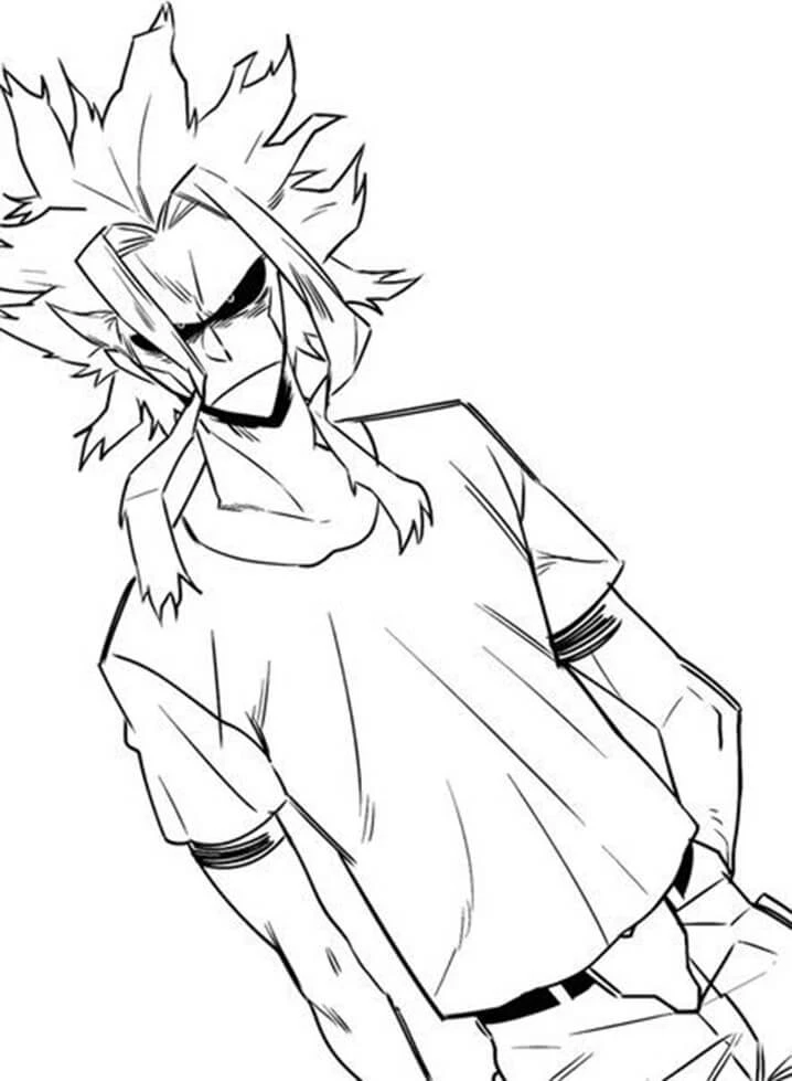 All Might boyama sayfası – boyama çalışması, yaratıcılığı geliştirir