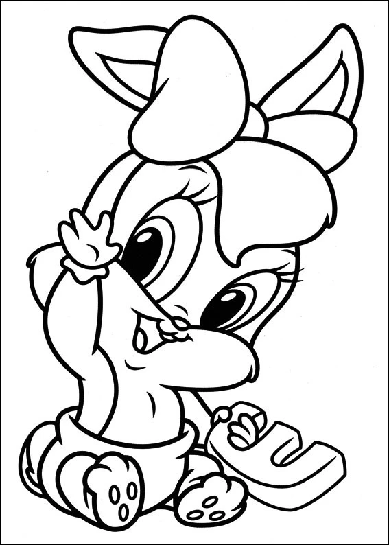 Bebek Looney Şarkıları boyama sayfası – kolay boyama, eğitici aktivite