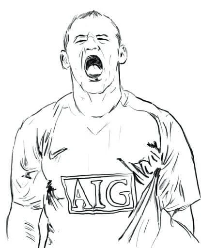 Wayne Rooney boyama sayfası – renkli çizimler, okul öncesi