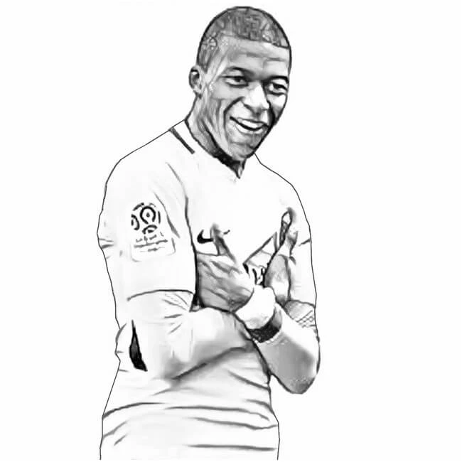 Mbappe boyama sayfası – sevimli karakter, sanatsal çalışma