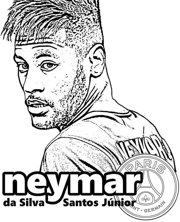 Neymar boyama sayfası – sanatsal çalışma, çocuklar için