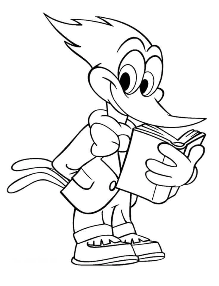 Ağaçkakan Woody boyama sayfası – çocuk aktivitesi, PDF indir