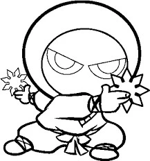 Ninja boyama sayfası – çizgi film temalı, basit çizim