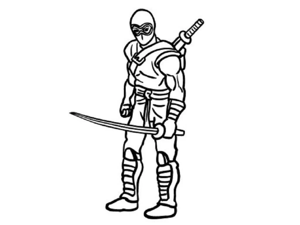 Ninja boyama sayfası – çocuk aktivitesi, PDF indir
