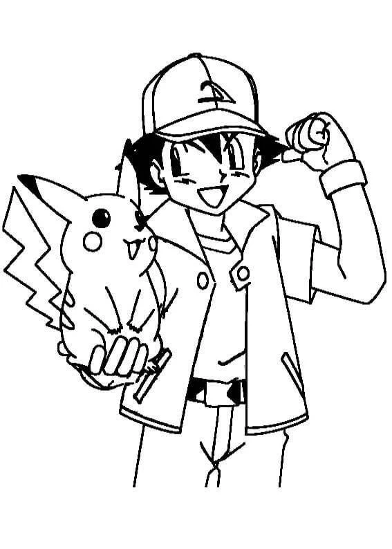 Pikachu boyama sayfası – çizgi film temalı, basit çizim