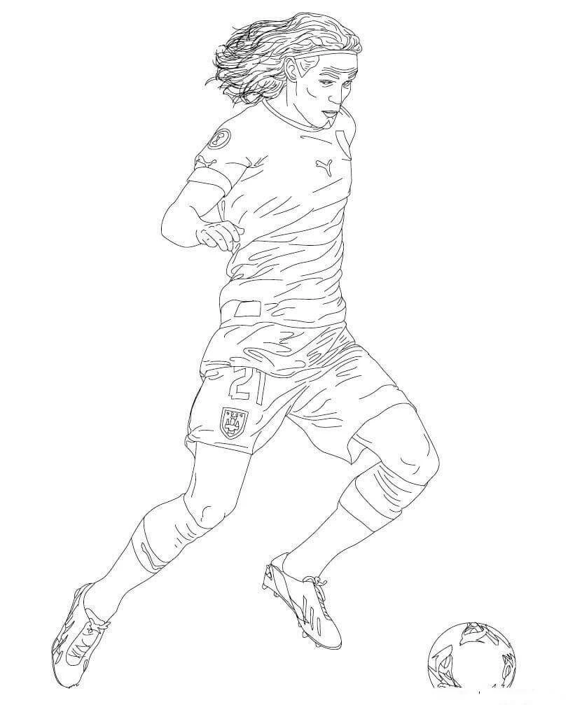 Edinson Cavani boyama sayfası – okul öncesi, evde etkinlik