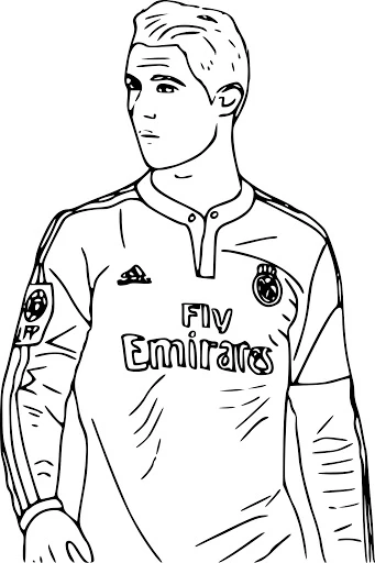 Cristiano Ronaldo boyama sayfası – basit çizim, kolay boyama