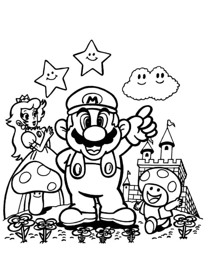 Süper Mario boyama sayfası – PDF indir, sevimli karakter