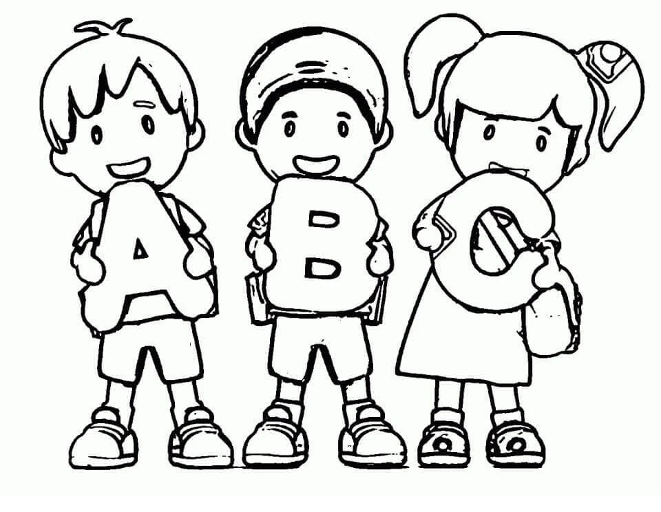 ABC boyama sayfası – PDF indir, sevimli karakter