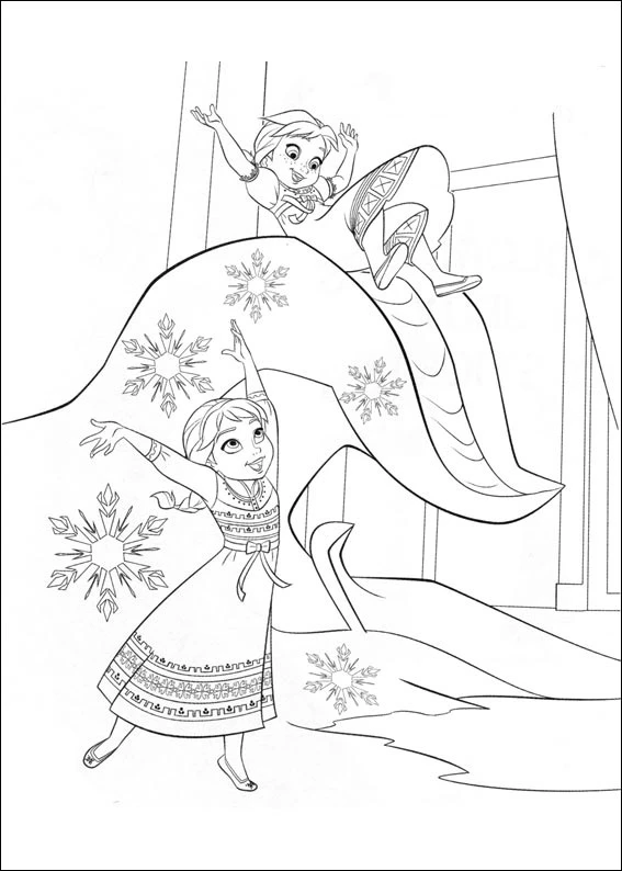 Frozen (Karlar Ülkesi) boyama sayfası – çizgi film temalı, basit çizim